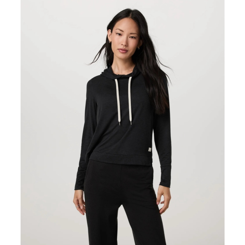 Vuori Halo Essential Hoodie Black Heather Lightweight Pullover Sweatshirt Medium
